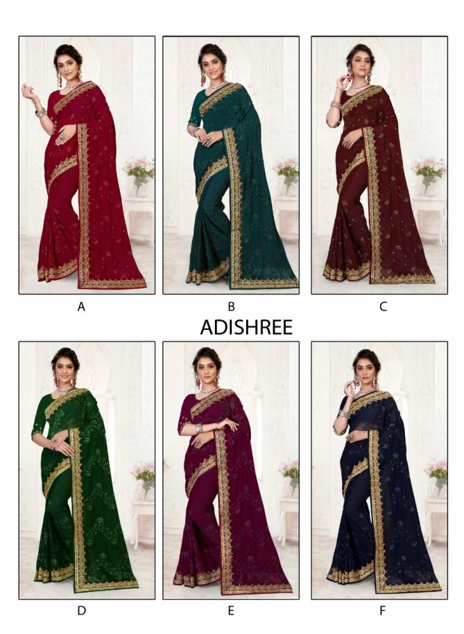Ronisha Adishree Festive Wear Heavy Embroidery Georgette Saree Collection